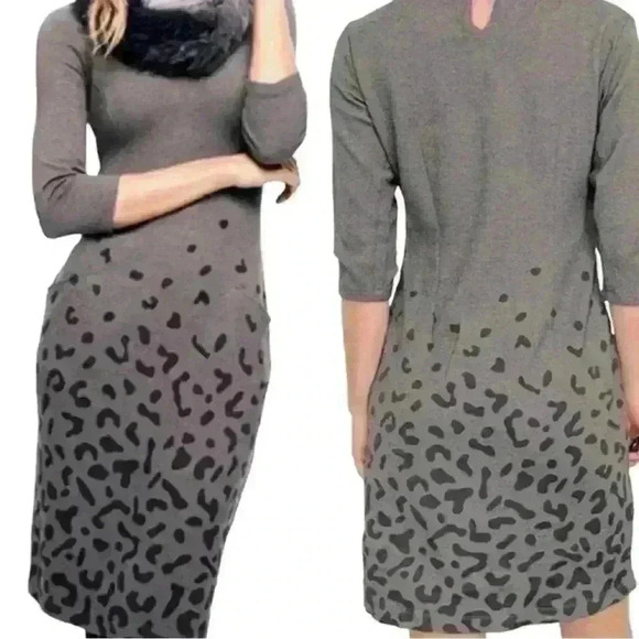 J McLaughlin Ladies Catalina Cloth Leopard Print Midi Dress Gray & Black size XS - Picture 1 of 10